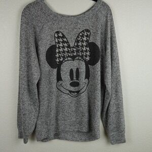 Disney‎ Parks Minnie Mouse Gray Pullover Sweatshirt Womens Size M